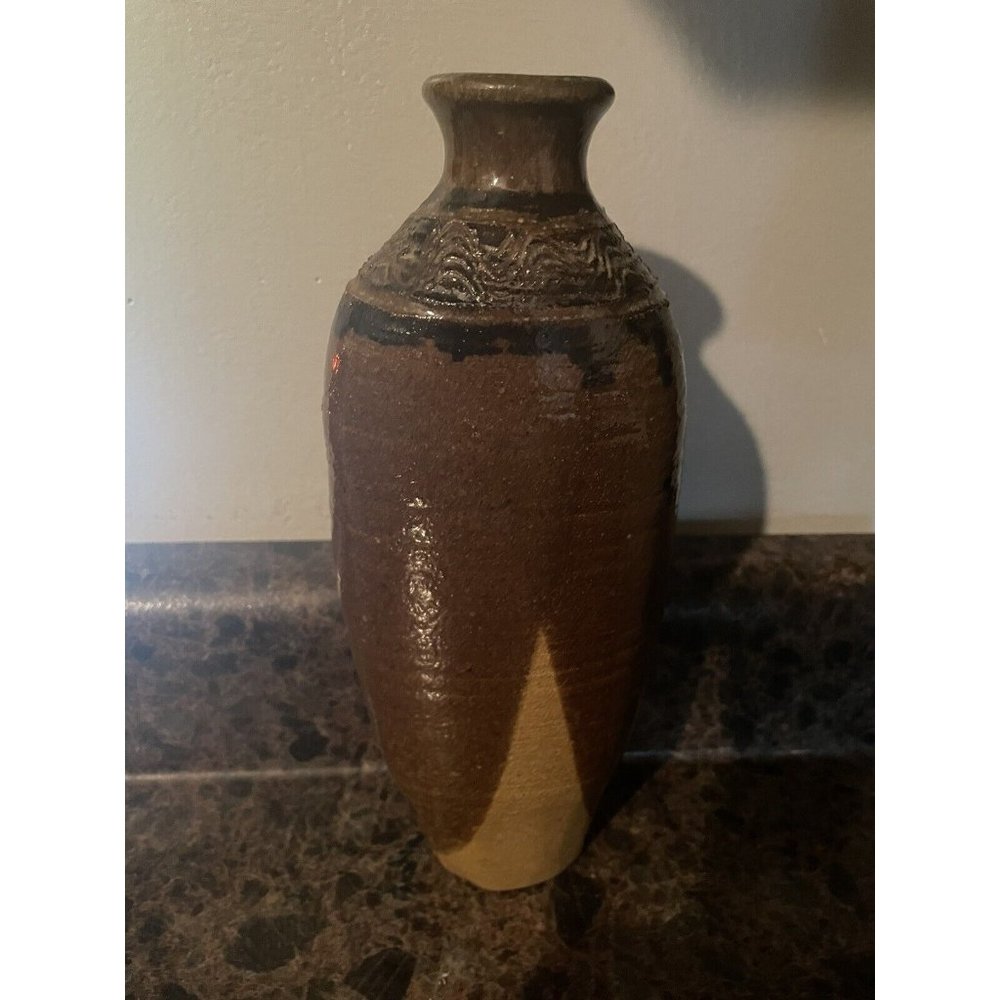 Handcrafted Natural Browns 9.5 inch Vase by Roiger Donker # 420
